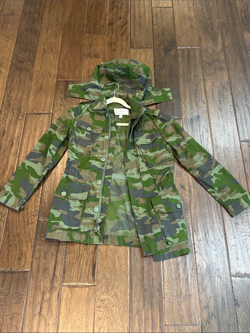 J. Crew Womens Camo Raincoat in Green and Brown